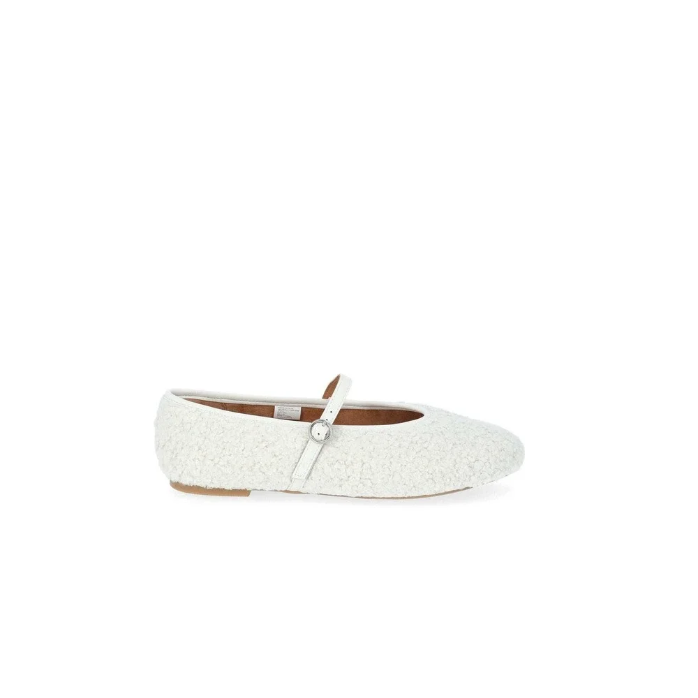 No Boundaries Mary Jane Flats Womens Faux Shearling White Size‎ 11